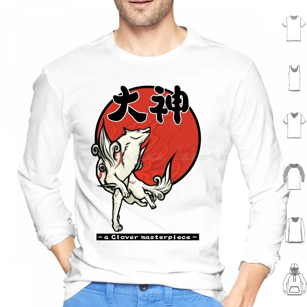 Amaterasu Felpe Con Cappuccio Manica Lunga Okami Amaterasu Issus Clover Platinum Games Japan Folklore Wolf Sun Rising Okami