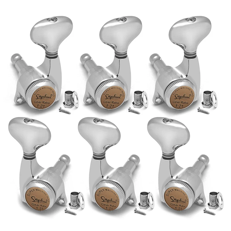 Meccaniche Per Chitarra Classica 3 In Linea L+R, Testine - Foto 6