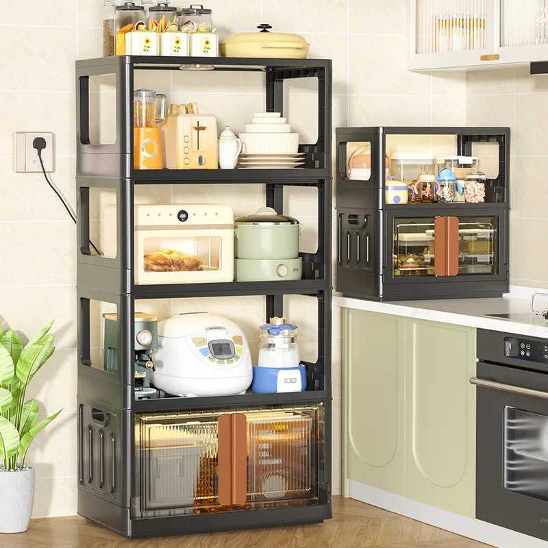 

Kitchen Shelf Multi-Layer Foldable Storage Rack Fruit & Vegetable Snack Storage Rack Mobile Trolley Storage Rack
