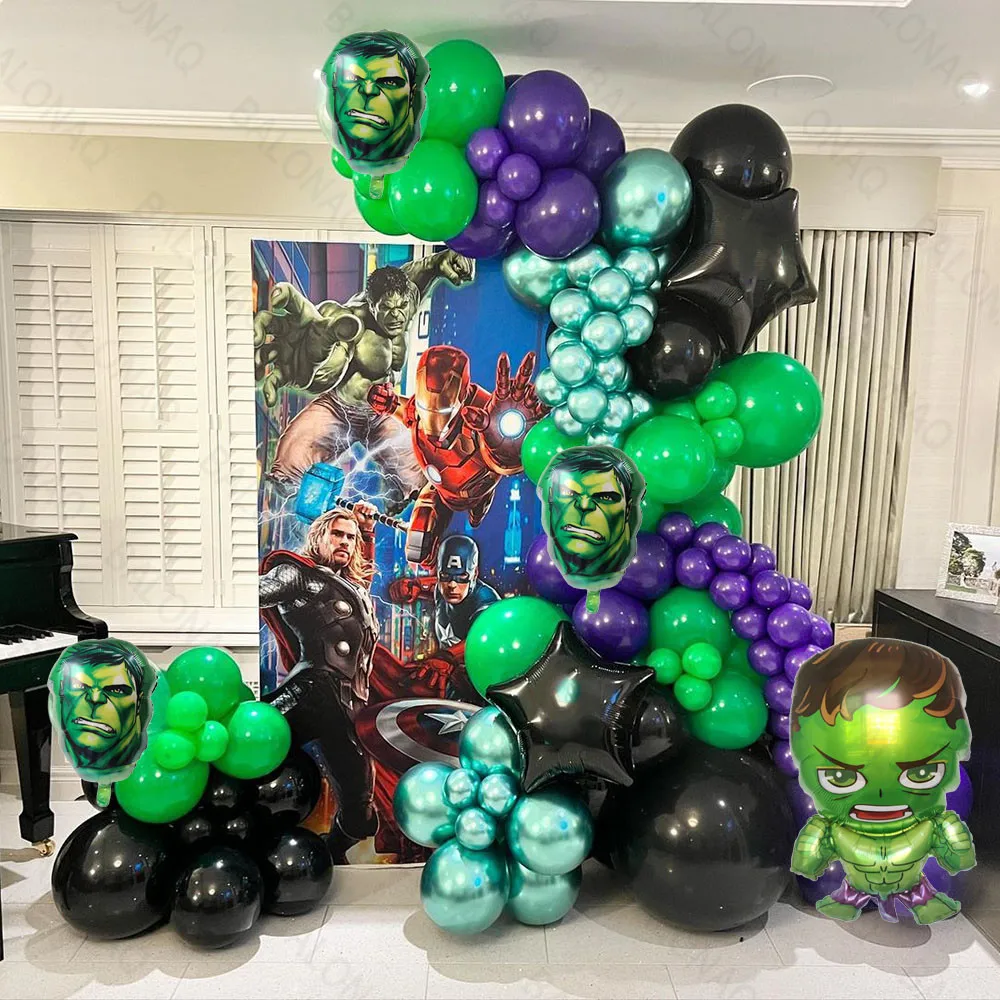 

1Set Hulk Latex Balloons Green Fist Theme Happy Birthday Banner Party Decorations Flag Hulking Ballons Kids Boy Toys Supplies