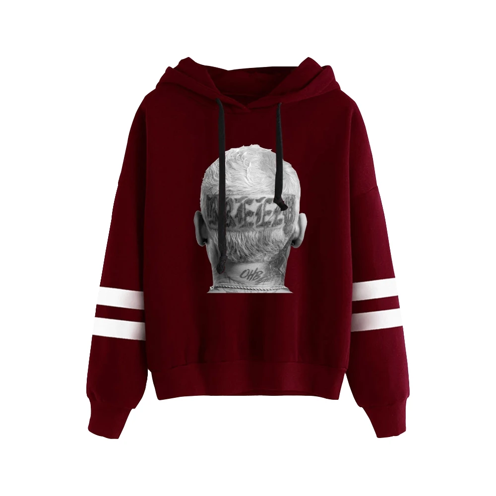 Chris Brown Breezy Merch Hoodie Unisex Pocketless Parallel Bars Sleeve Sweatshirts Hip Hop Rapper Women Men's Clothes