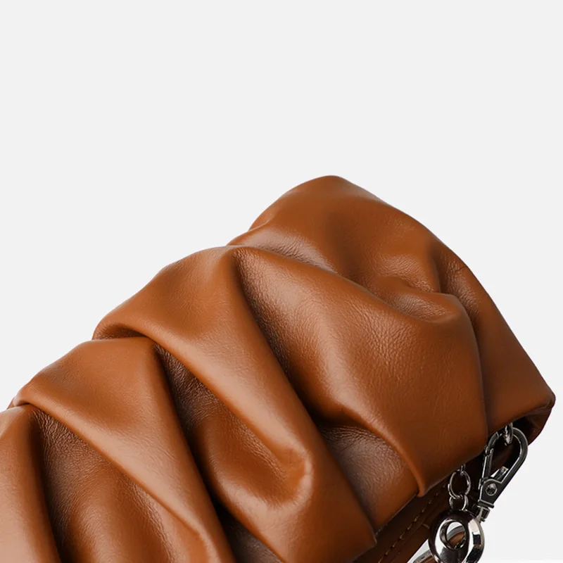 New Arrivals Women Genuine Sheepskin Leather Bags Lady Fashion Folds Handbags Shoulder Bag Cloud Bags S4400