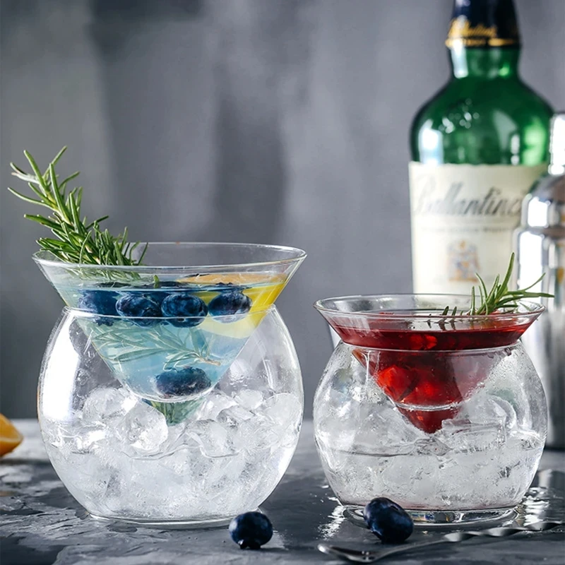 Martini Molecular Cocktail Cup Triangle With Base Beverage Glasses Creative Glass Ball Cup Party Drinking Ware Bar Accessories