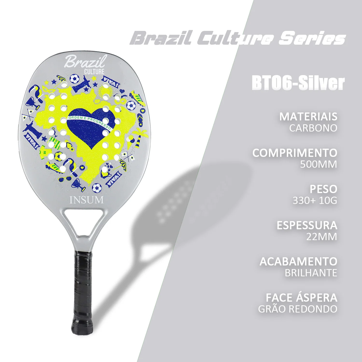 Beach Tennis Racket 100% Carbon Fiber EVA SOFT Round Surface For Men and Women INSUM Raquete Beach Tennis tennis racket