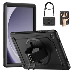 Shockproof Hybrid Stand Tablet Cover - Rugged Protective Case with Safe PC Silicone Layers for A9 8.7 inch 2023 (Black)