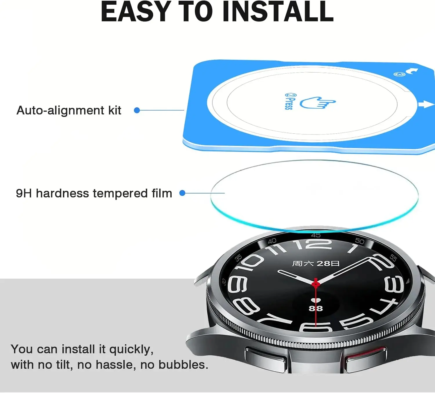 Tempered Glass for Samsung Galaxy Watch 7 Ultra 6 5 Pro 4 40/44/42/46/47mm Watch 7 Ultra Film Tool Easy Instal Screen Protectors