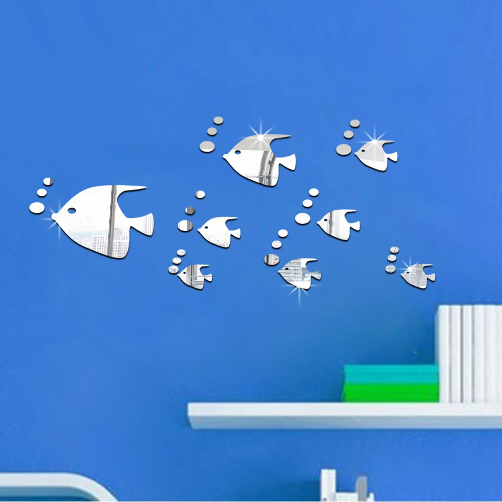 Description Picture 6 of itemBubble Fish Wall Stickers Marine Fish Mirror Stickers Acrylic Mirror Self-adhesive Children's Room Kindergarten Home Decoration