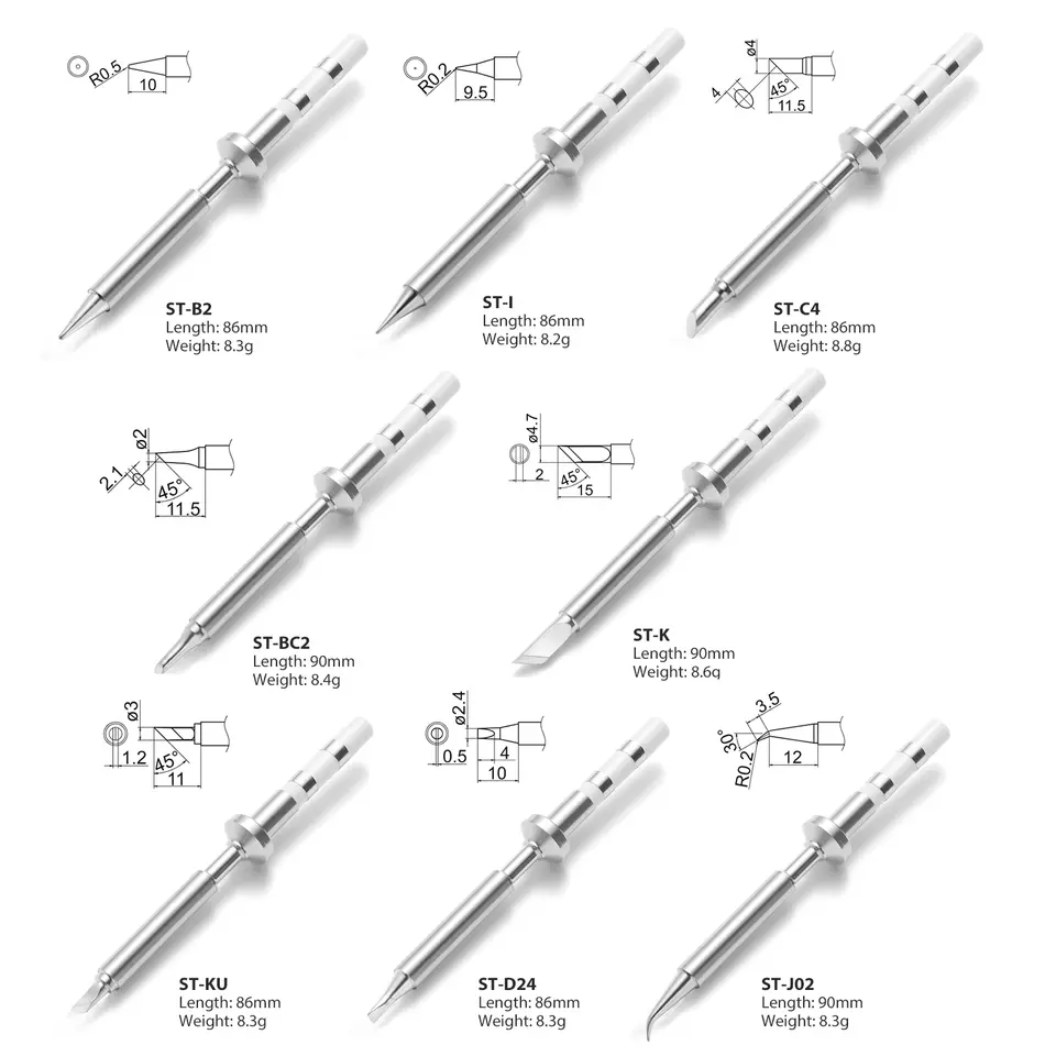 Pinecil V2 Pine64 TS100 TS101 Electric Soldering Iron Tip Replacement Various Models Tips Series ST-B2/BC2/K/KU/J02/D24/C4/I image 1