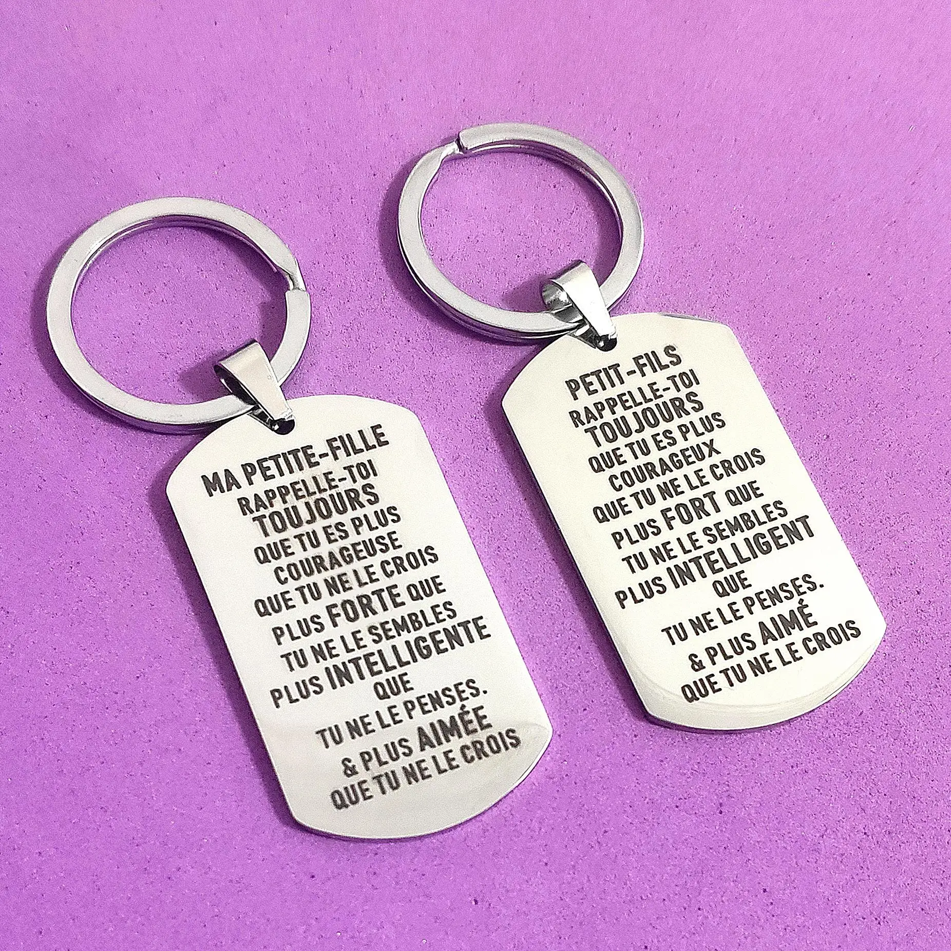 Keyring Gifts Carabiner For Keys Birthday Military Tags Creative Ornaments Stainless Steel Petit-Fils Ma Petite-Fille Wedding