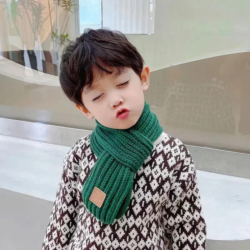 Knitted Scarf Kid Scarf Thickening Baby Winter Warm Windproof Scarf Women Knit Shawl Children Neck Collar Keep Warm Accessories knitted scarf