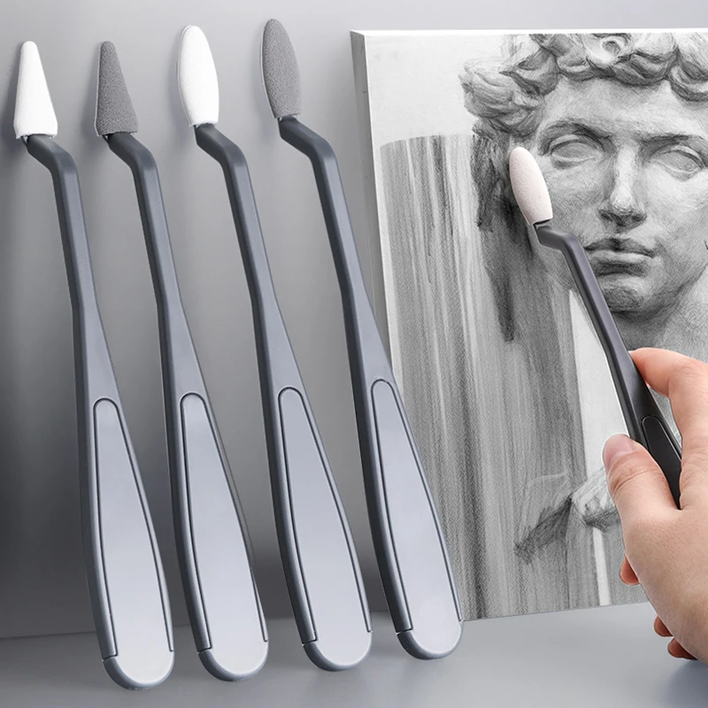 

1set(2 Pens + 14 Replacement )Heads Sketch Details Sponge Scraper High-Gloss Sketch Art Students Painting Paper Rubbing Pen