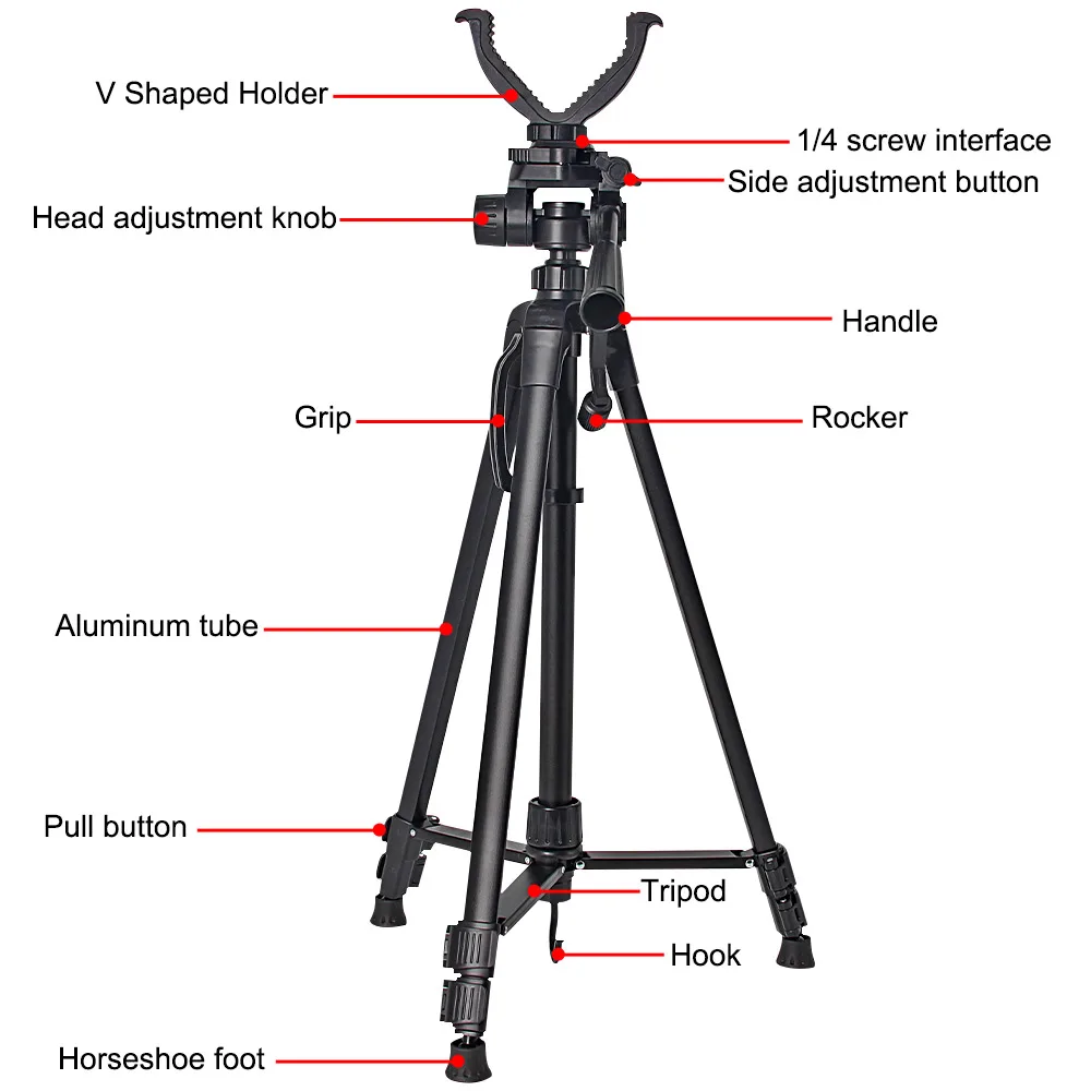 Aluminum Alloy Outdoor Shooting Holder V-Yoke Portable 55-140cm Foldable Multifunctional Tripod Universal Hunting Accessory