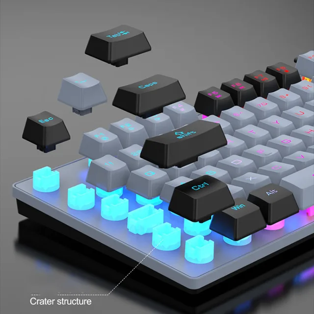 K10 87 Keys LED Luminous Keyboard Home Gaming Keyboards USB Wired Rainbow Backlight Desktop Computer Keyboard Office Accessories 6