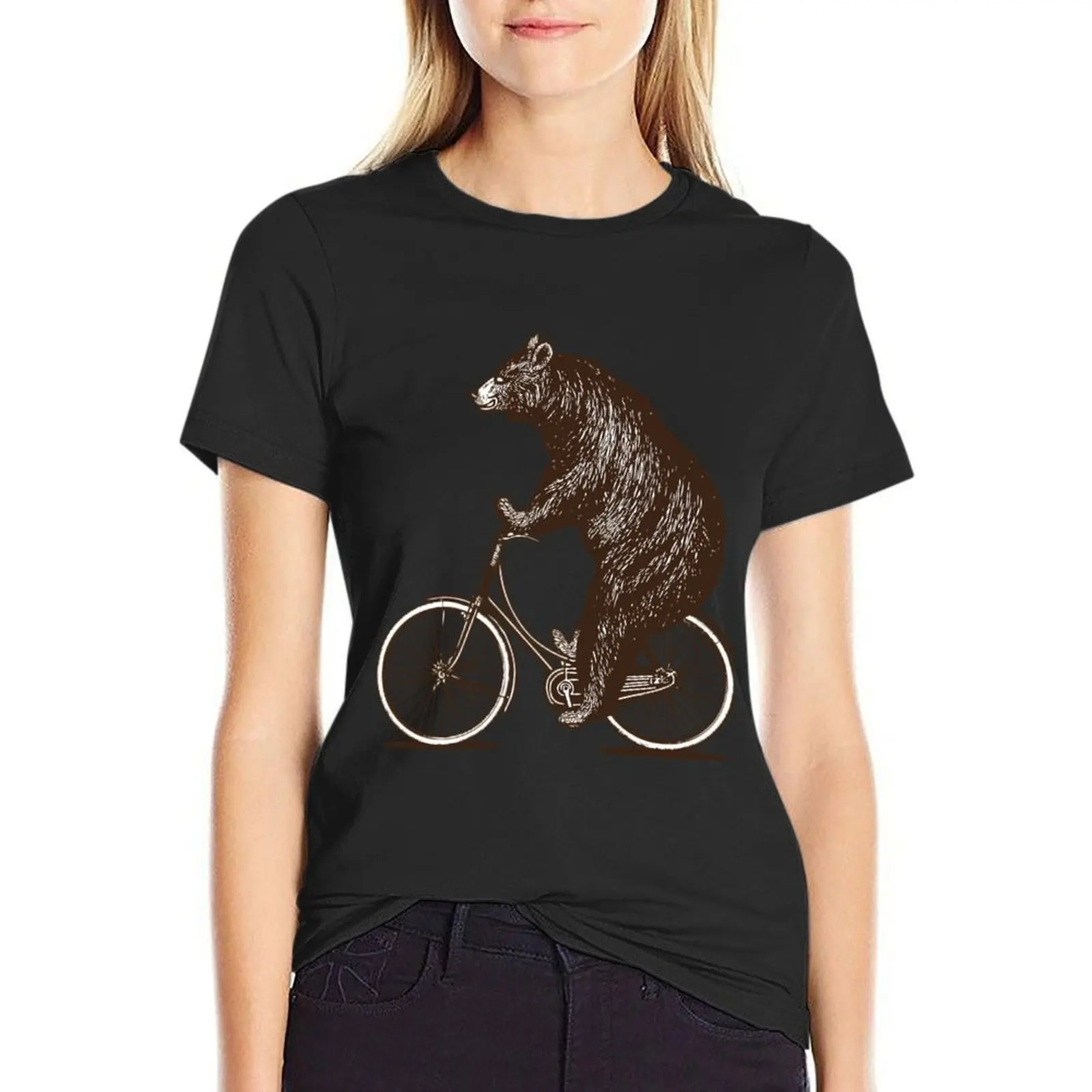 

Bear on Bike \t T-Shirt aesthetic clothes plus size tops plus sizes Women clothing