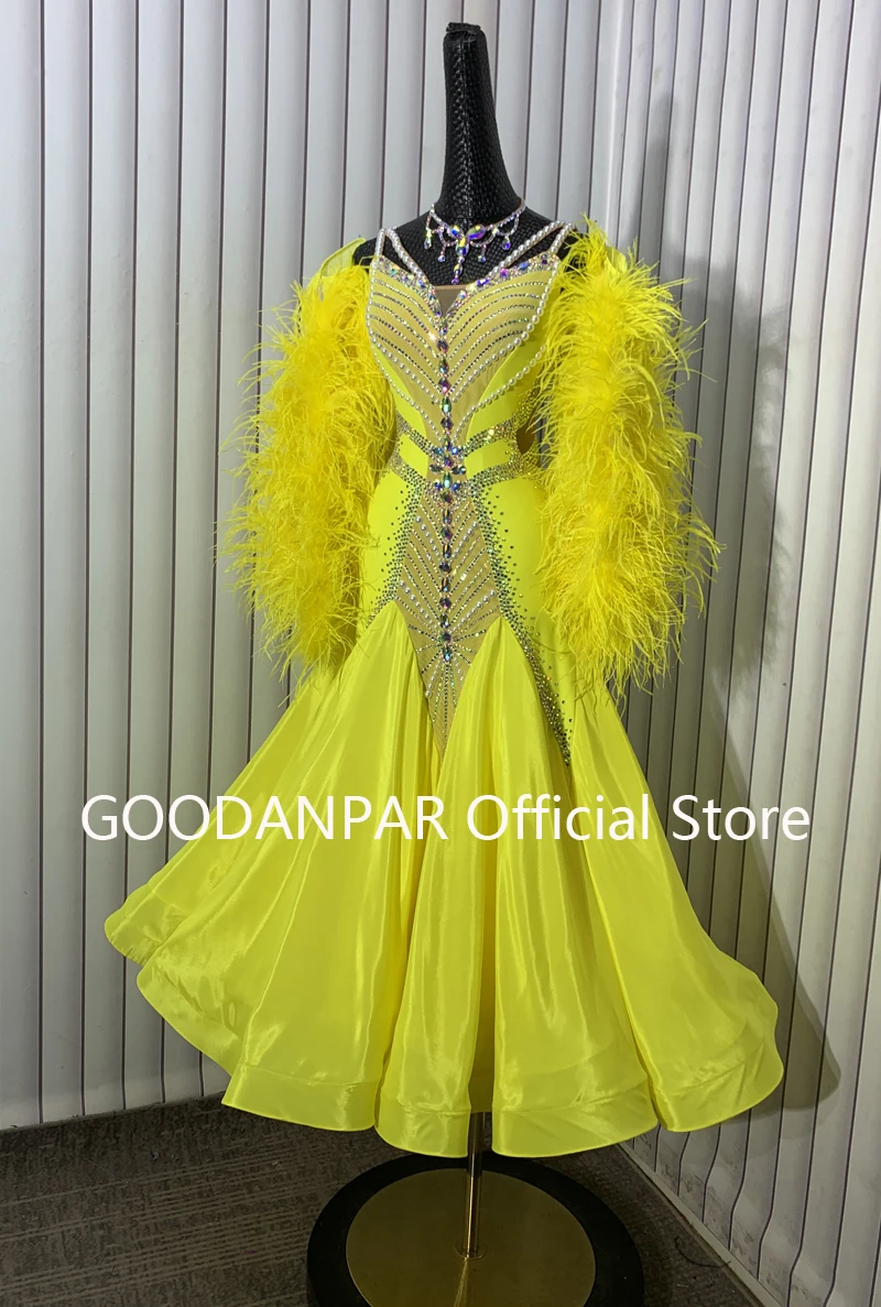 GOODANPAR ballroom dance dress Standard Ballroom Dance Dress for  Competition Costume ballroom dancing wear yellow - AliExpress 200000532