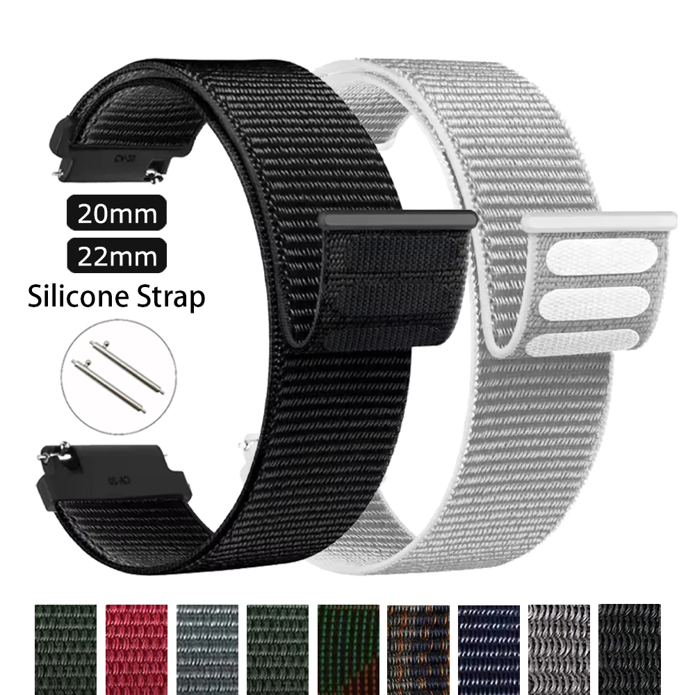 Braided Velcro Strap Loop Band - 20mm/22mm Watch Bracelet Correa