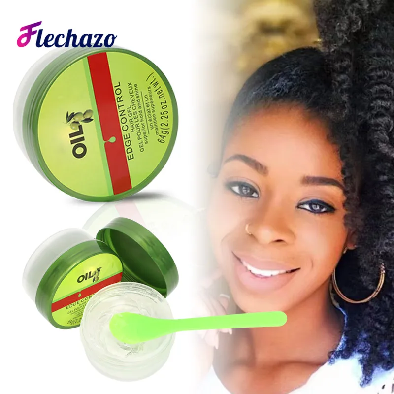 Edge Control Gel Hold 4C Hair Creme 24 Hour Edge Tamer Olive Oil Moisturizer Control Wax For Women Girls Strong Hold 2.25Oz