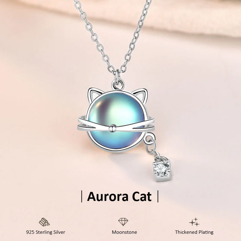 

Original Design 925 Sterling Silver Cute Cat Shape Moonstone Necklace for Women Luxury Fine Jewelry Birthday Gift To Your Lover