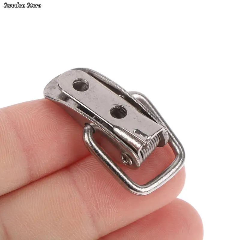 Mini Stainless Steel Cabinet Boxes Spring Loaded Latch Catch Toggle Clamp Hasp Lock For Chest Box Gift Suitcase Case Wholesale images - 6