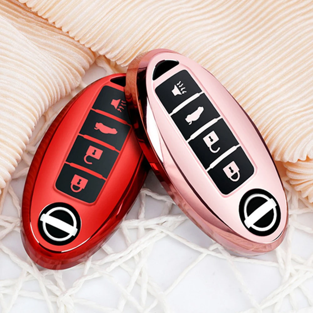 

Car Key Case TPU Engine Start 4 Buttons Key Cover Auto Key Bag Simple and Stylish for Nissan No Affect Induction