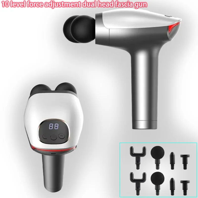 Double Headed Fascia Gun USB Charging Electric Muscle Relaxation Fitness Equipment Relaxing Deep-Tissue Muscles Fascia Massager