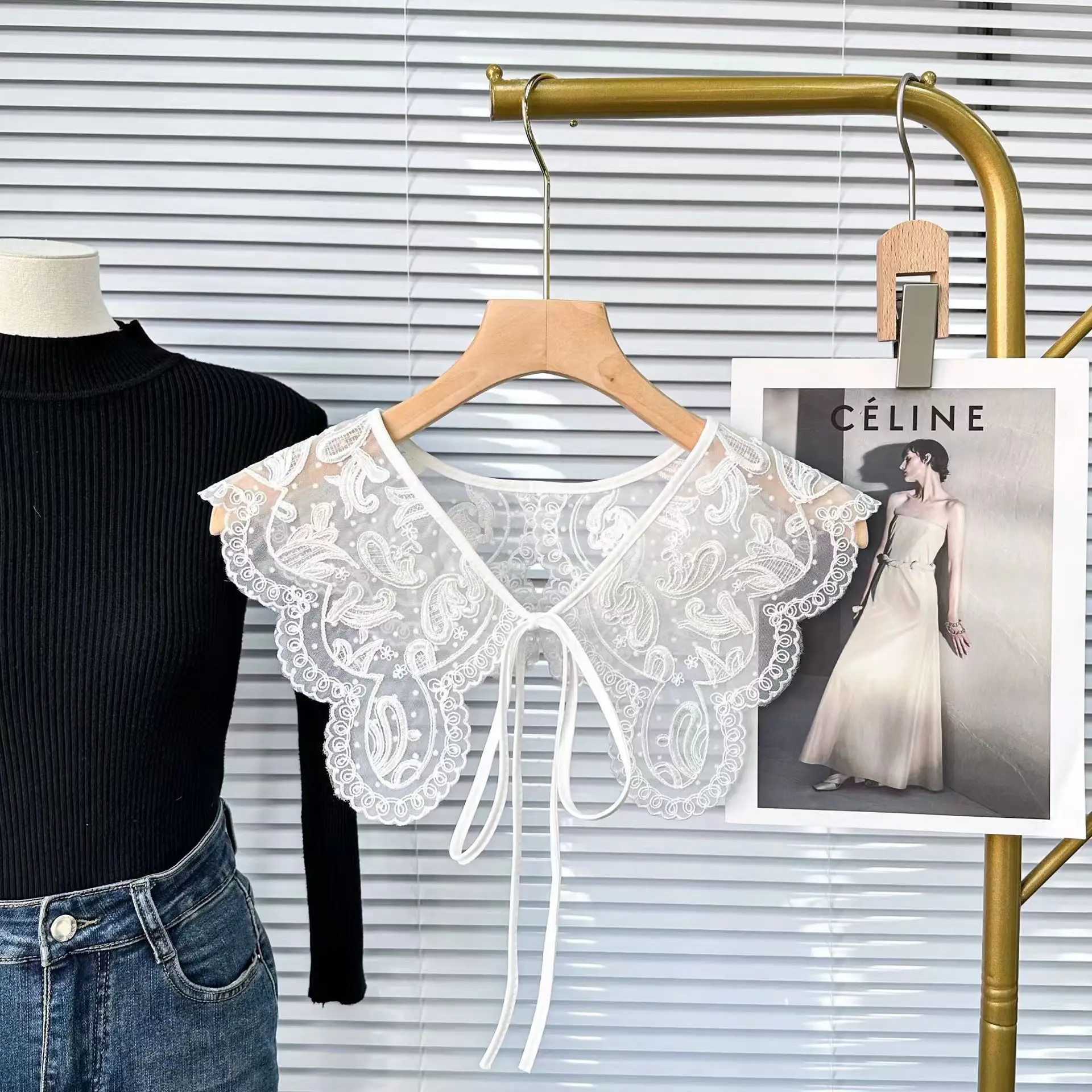 Feamle Shirt Detachable Fake Collar for Women Vintage Blouse Tops Detachable Collar Shoulder Wraps Girls False Collar Shawl