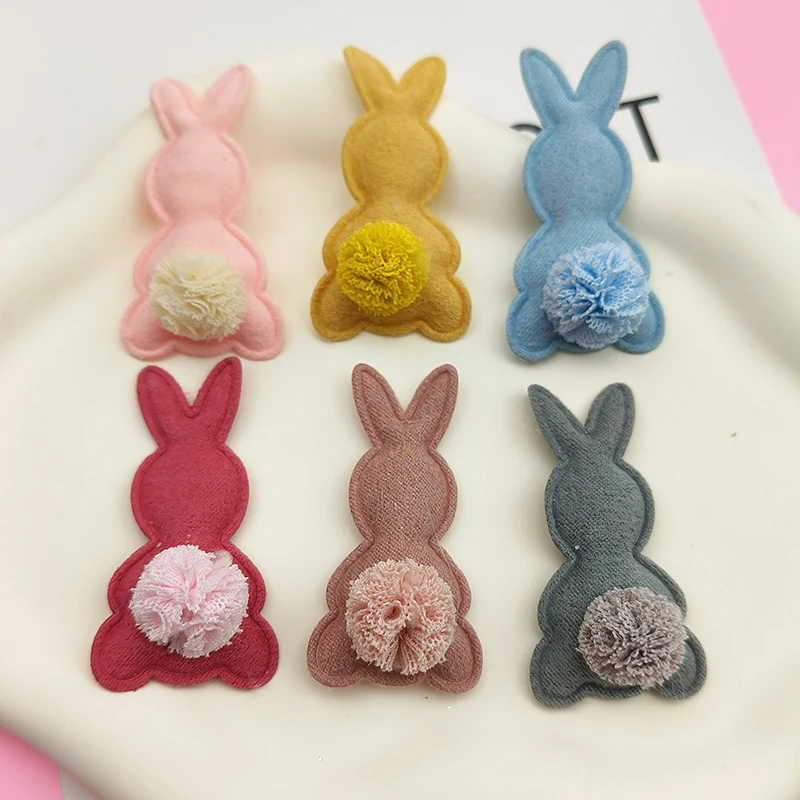 24 teile/los 2,8*5 cm Filz Kaninchen Pads Patches Applikationen für Ostern Handwerk Kleidung Nähen Liefert DIY Haar Clip zubehör