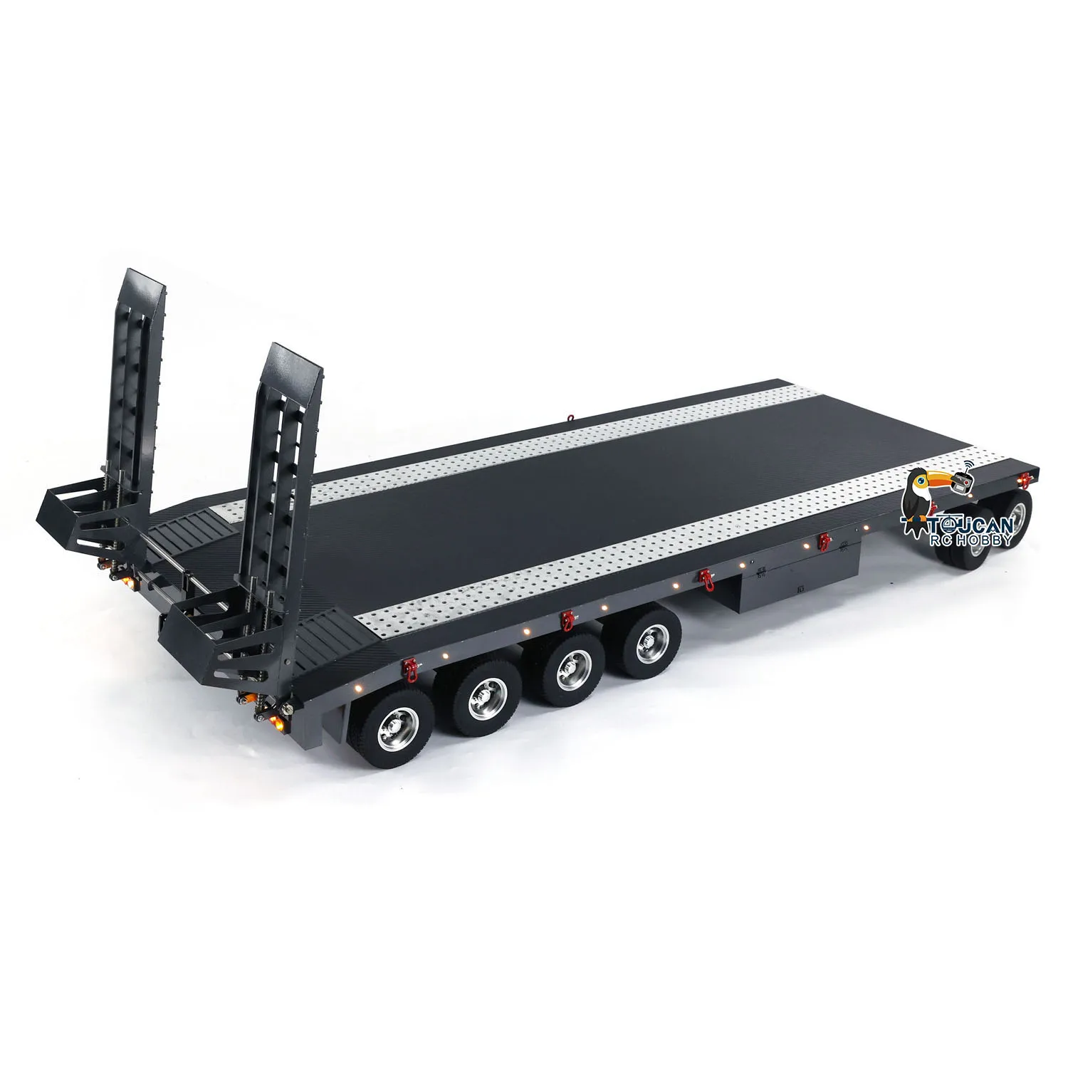 Spare Parts Metal 6 Axles Full Trailer for Toys 1/10 1/8 1/7 RC Car 1/14 1/12 Hydraulic Tractor Trucks Vehicle TH24277 4