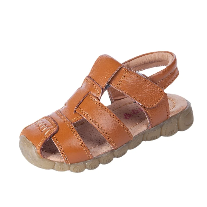 Summer 2021 Baby Boy Toddler Girl Fisherman Genuine Leather Closed Toe Sandals Little Kid Beach