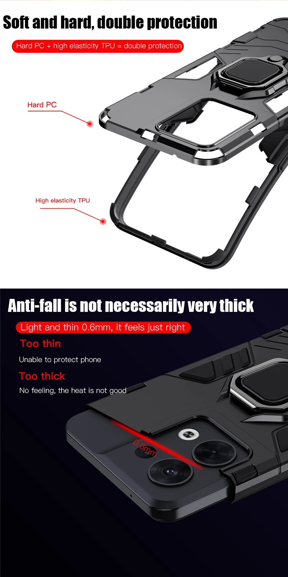 KEYSION Shockproof Case for OPPO Reno8 5G 8 Pro 5G Silicone + PC Metal Ring Stand Phone Back Cover for OPPO Reno 8 Pro+ _voghion.com
