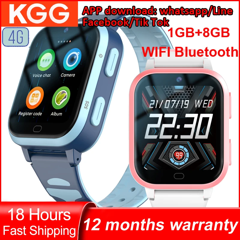 4G 안드로이드 폰 워치, 1GB + 8GB HD 화상 통화, 원격 모니터, GPS 추적기, SOS 와이파이 연결, 블루투스 시계 앱 다운로드