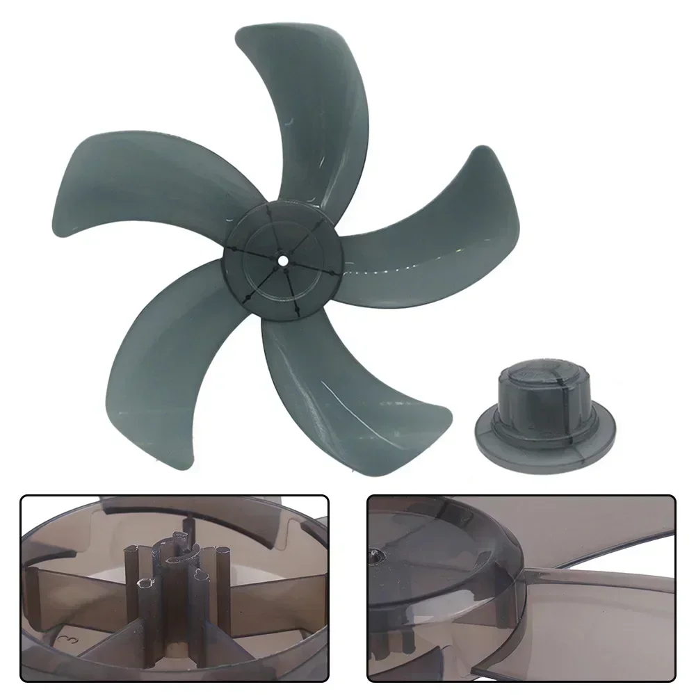 Aspas de ventilador de plástico de 40cm, Pedestal de pie de 5 hojas, ventilador de mesa con cubierta de tuerca, accesorios de ventilador eléctrico