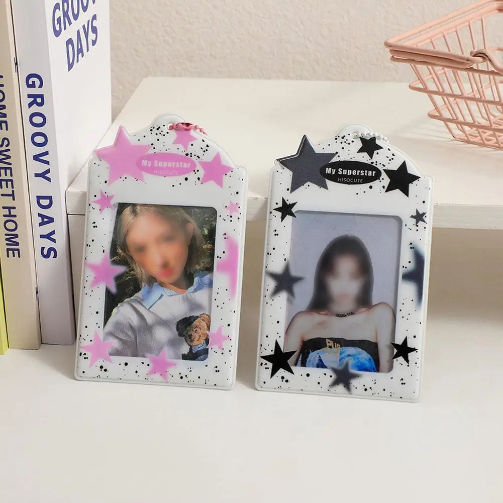 

Держатель для фотокарт с принтом в виде звезды, брелок для фотокарт в стиле Kpop, держатель для карт в стиле Instax, мини держатель для фотокарт в стиле Kpop для студентов, X4X6
