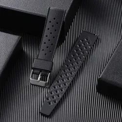Waterproof Breathable Silicone Sport Watch Band with Quick Release - 22mm (Black)