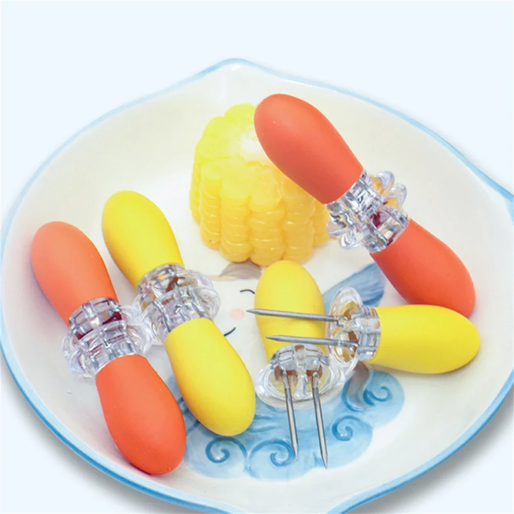 Corn Fork BBQ Tool 2Pcs BBQ Barbecue Corn Holders Safe Stainless Steel Corn on The Cob Holders Skewers Needle Prongs Outdoor BBQ Barbecue Hand Tool