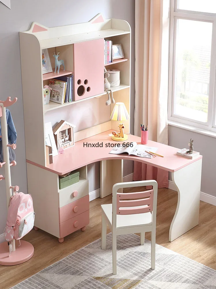 Student children's room desk bookcase combination integrated corner bookshelf