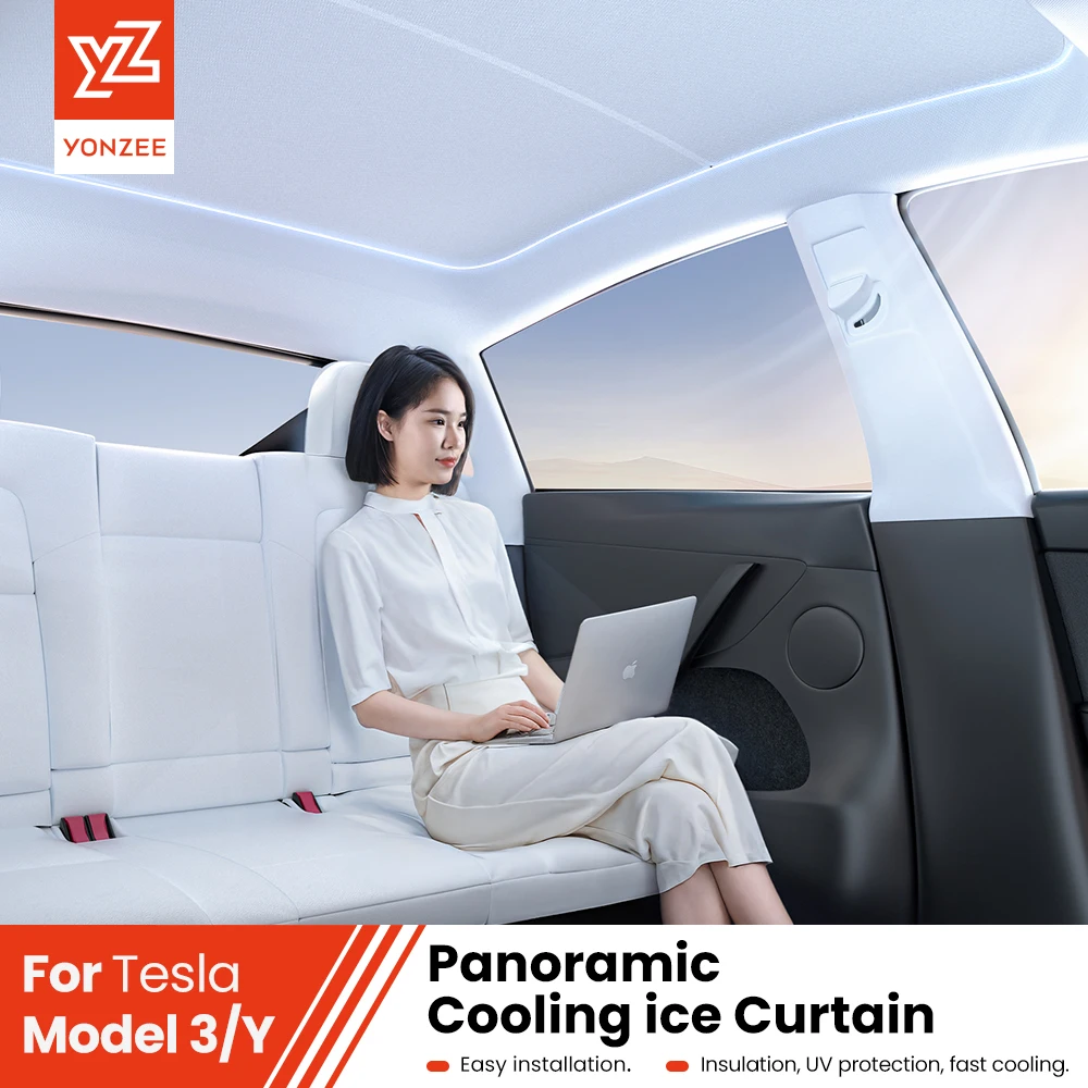 

YZ For Tesla 2021-2024 Model Y 3 New Upgrade Ice crystal Cloth Buckle Sun Shades Glass Roof Sunshade Front Rear Sunroof Skylight