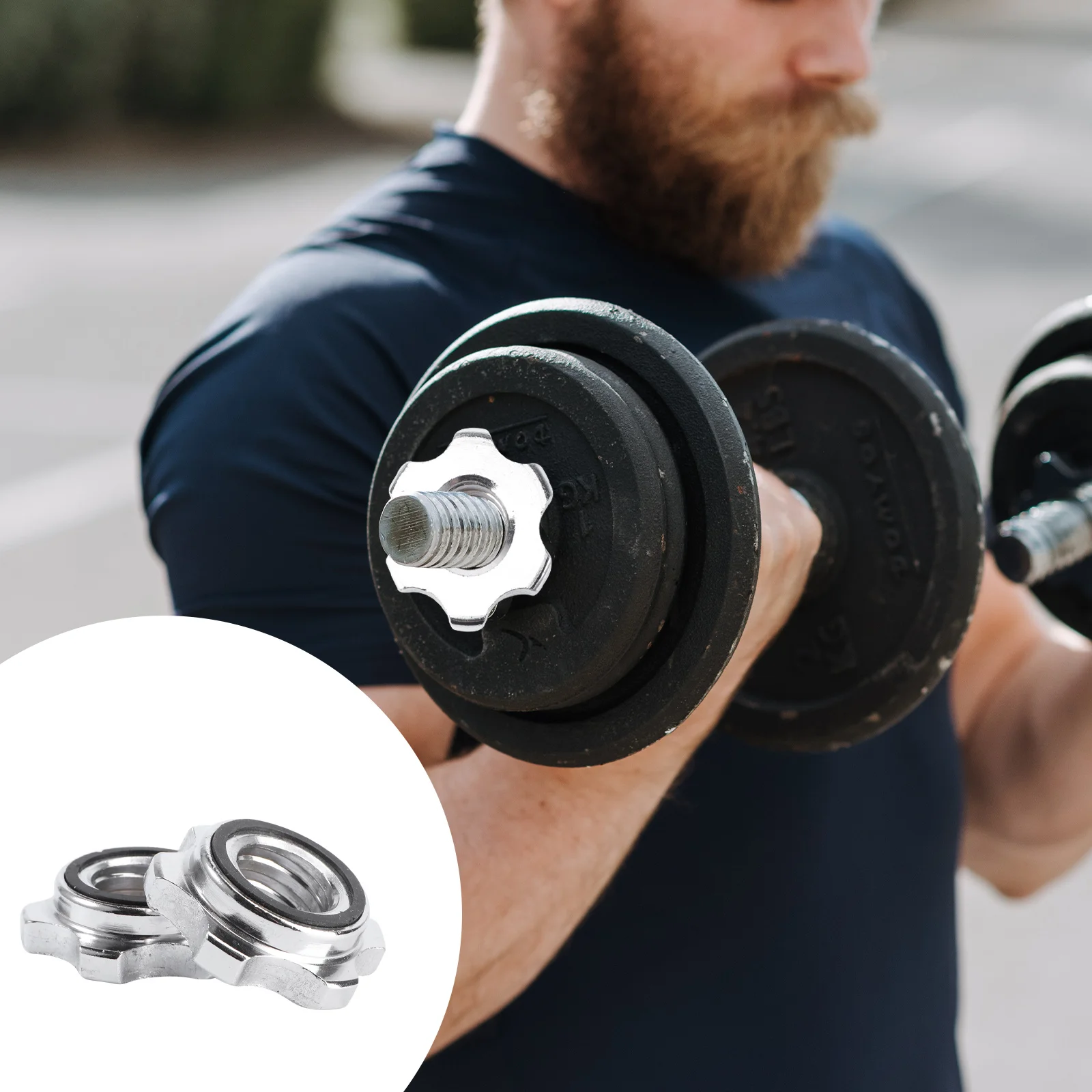 

2pcs Standard Barbell- Lock Collars Screw Clamps Dumbell Weight Lifting Silver