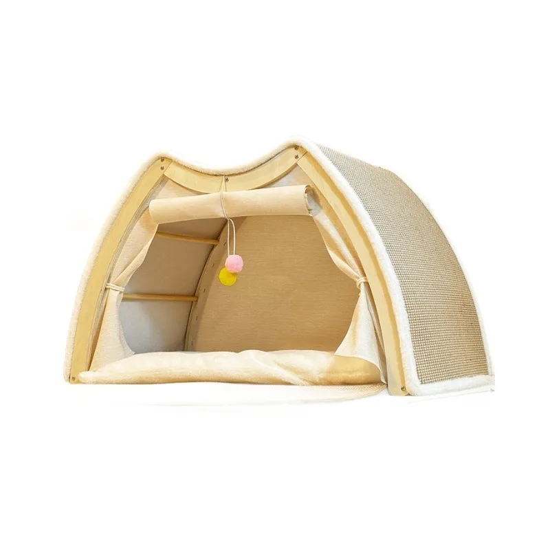 Warmth Enclosed Wooden  Scratching Board Large Villa Sle  House for All Seasons Indoor Pet elter  Tent Dog Bed