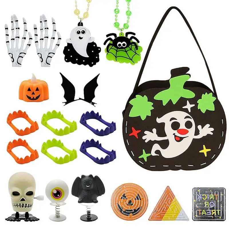 

Хэллоуин Goodie ведра 18 шт. предварительно заполненная черная Тыква Goodie корзина портативный детский игровой набор для праздника подарок для детей лакомство