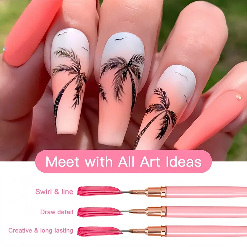 7/9/11/15/25mm Nail Liner Brush Set Drawing Lines Stripe Painting Flower Pen Nail Art Manicure DIY Manicure Design Accessories 2