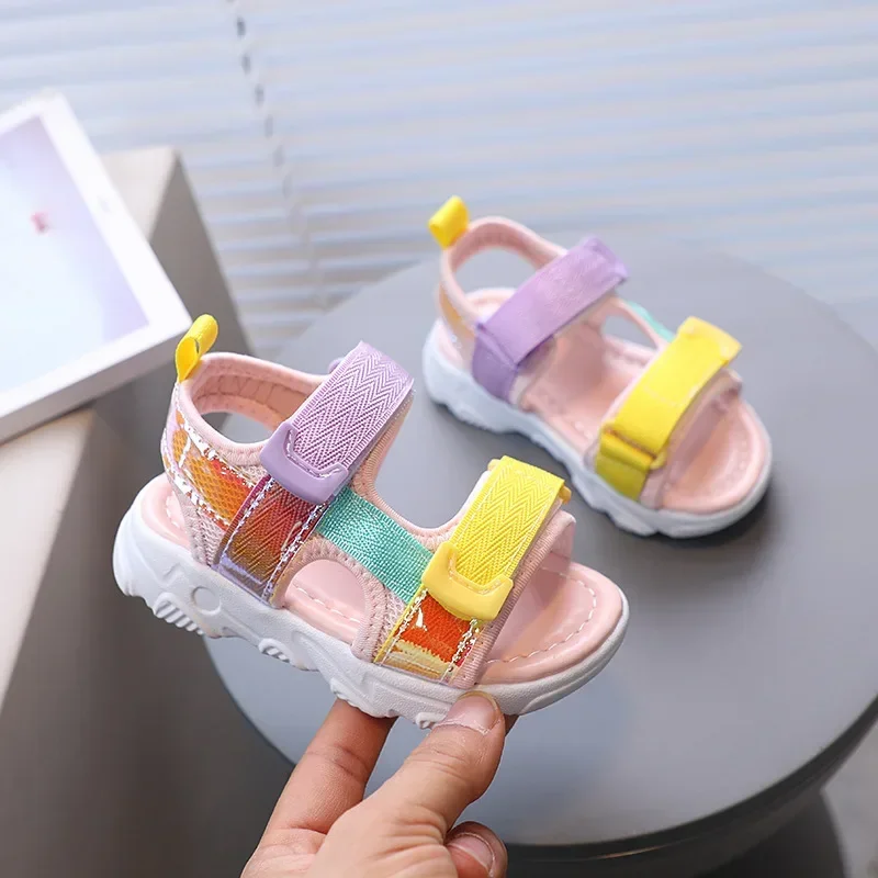 Children's Girls Sports Sandals Open Toes New Summer New Color Matching Versatile Anti Slip Boys Sandals Casual Kids Shoes Mesh