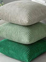 Housse de coussin en tissu velours côtelé rayé, couleur unie, 45/50/60CM, décoration de canapé-lit, taie d'oreiller classique Simple NPCJC-C 2