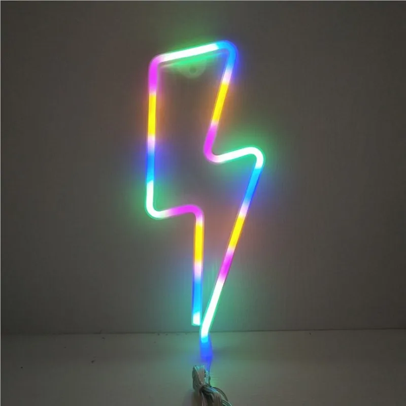 Lightning LED Neon Light Sign for Wall USB/Battery Powered Bedroom Aesthetic Cool Room Valentine's day Party Home Bar Wall Decor decorative ceiling light panels