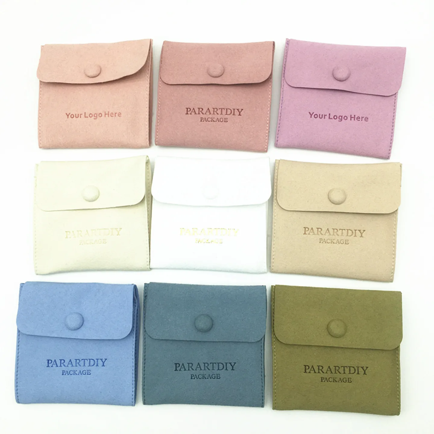 50/200 set custom jewelry package pouch bag with insert card Logo printed earrings necklace packaging bags with button wholesale