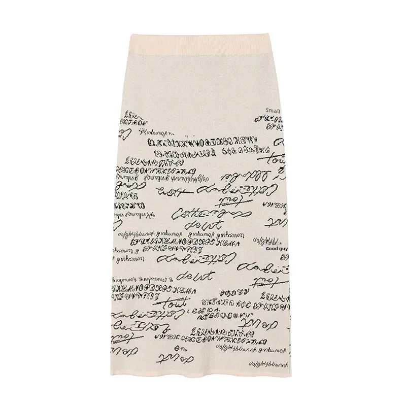 Maternity Knitted High Waist Midi Skirt Belly Support Autumn Winter Half-length Wrap-around Knee-length One-step Skirt