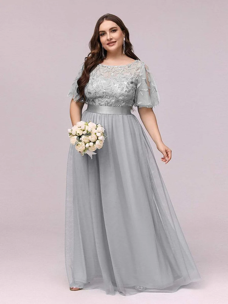 Women Plus Size Long Dresses 2023 New Summer Formal Luxury Lace Mesh Sequin Chic Elegant Turkish Wedding Evening Party Clothing