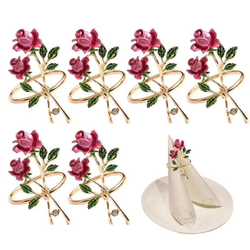 

Flower Napkin Holder Napkin Holder Table Napkins Buckles Diamond Inlaid Alloy Oil Drip Napkin Rings Decorations Accessoriess