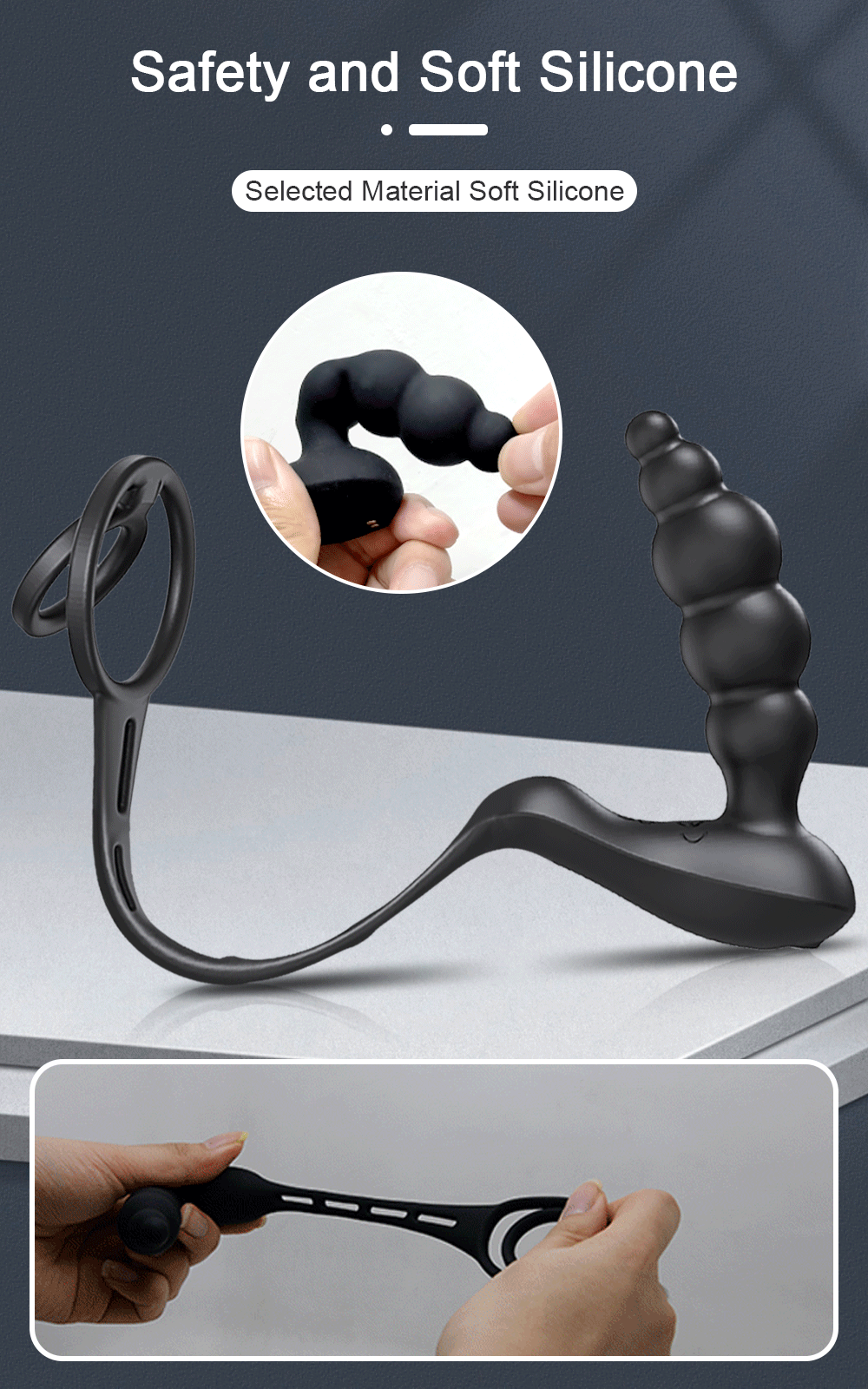 Anello vibratore con perline anali, plug anale, giocattoli sessuali per uomini, coppie, massaggiatore per prostata con telecomando senza fili_voghion.com