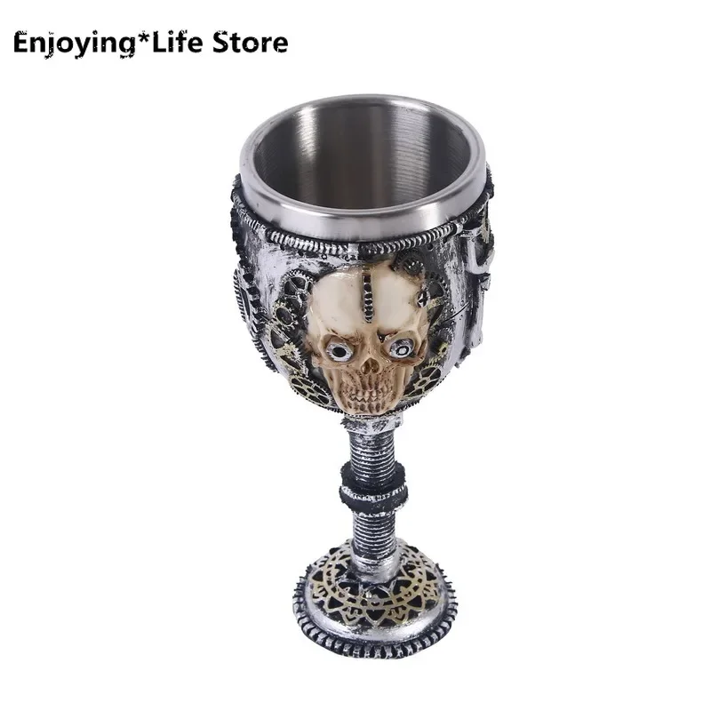 

Wine Glass Resin Skull Head Cup Personalized Tableware Ornament Eagle Claw Skull Red Wine Glass Stainless Steel Inner Liner